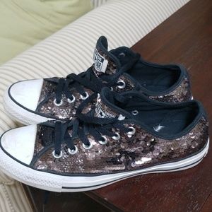 Converse Ladies brown/black sequin Size 8